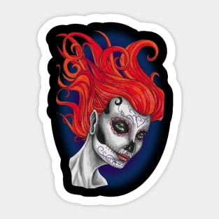 Dia de Los Muertos Sugar Skull Lady Sticker